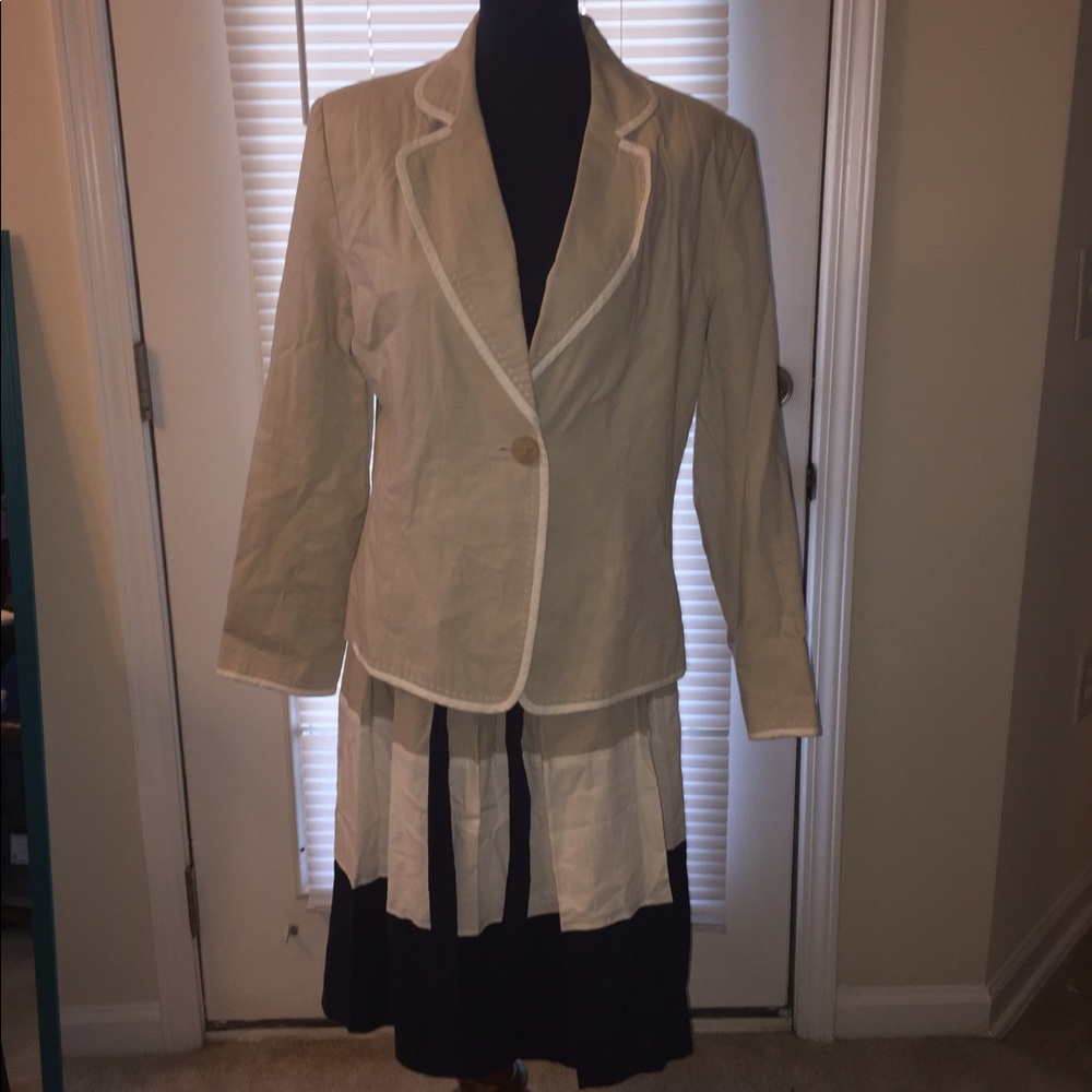 Linen Suit with Pleated Skirt