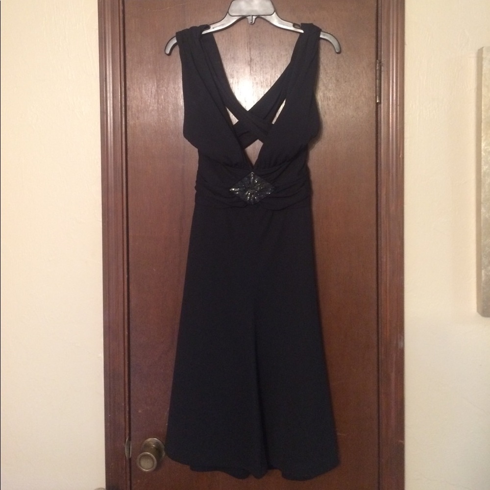 Criss Cross Back Black Dress