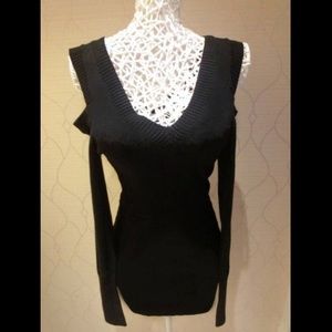 Sexy off shoulder slim sweater black blouse