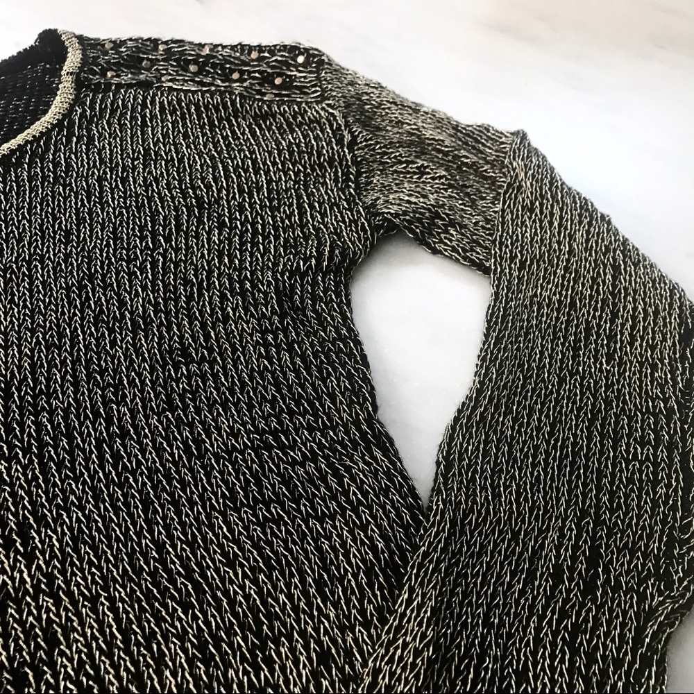 Metallic Gold and Black Lightweight Sweater