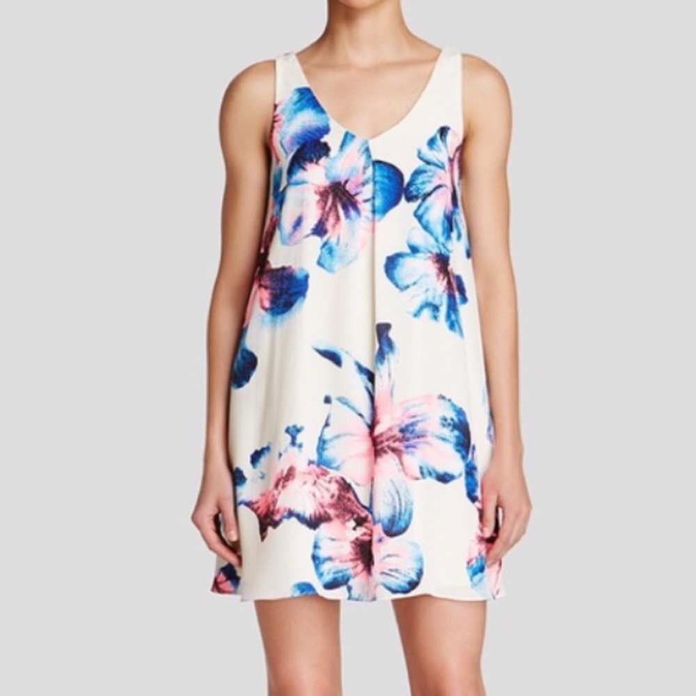 Neon Hibiscus Cream Dress XS