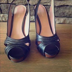 Slingback open toe high heel sandals