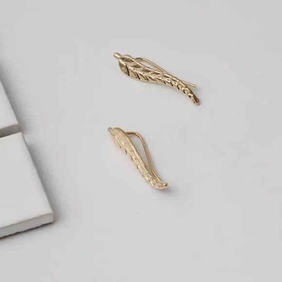 Silver/Gold/Rose Leaf Stud Earrings - Picture 2 of 3