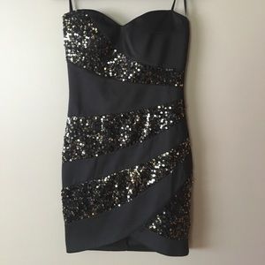 Black and Gold Sequins Dress