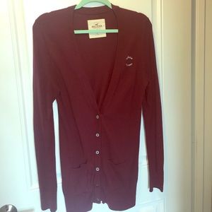 Maroon Cardigan Sweater