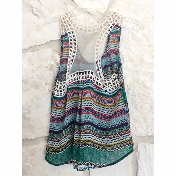Boho Patterned Tank With Lace Back Detail - Picture 2 of 2