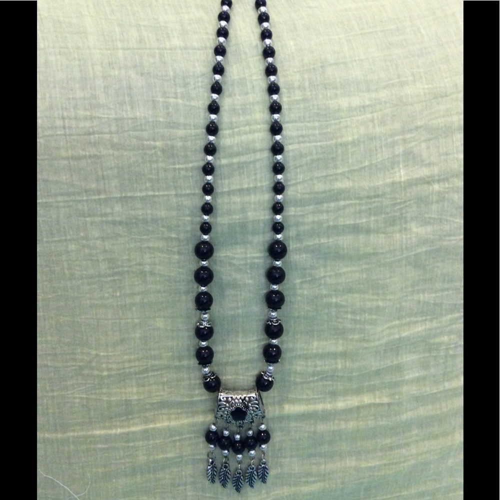 Black and Silver Beaded Necklace