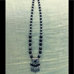 Black and Silver Beaded Necklace