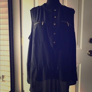 Black cinch waist top