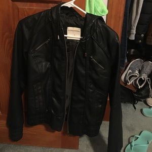 PacSun sound and matter black leather jacket