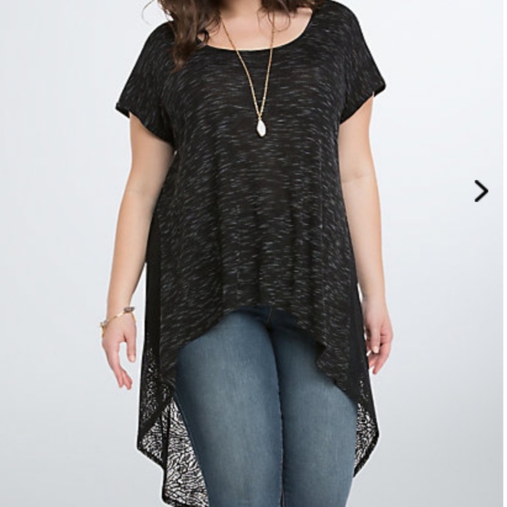 Ribbed Lace Back Scoop Tee