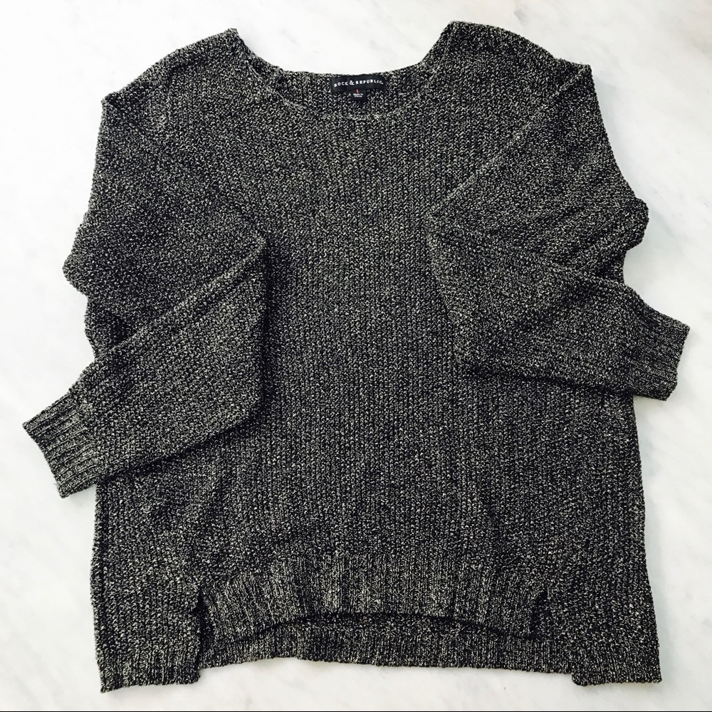 Rock & Republic Metallic Gold + Black Sweater