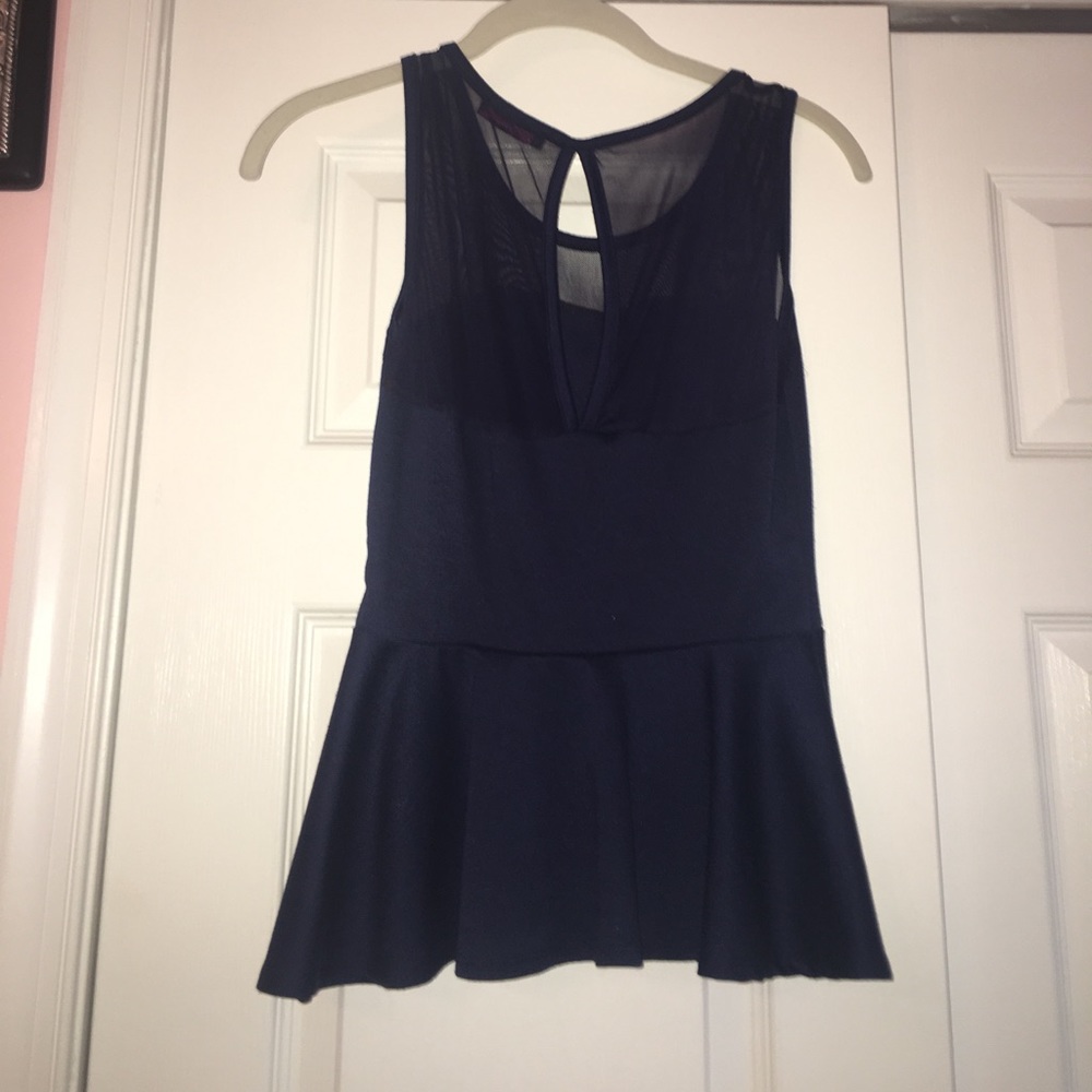 Navy blue peplum top - Picture 3 of 4