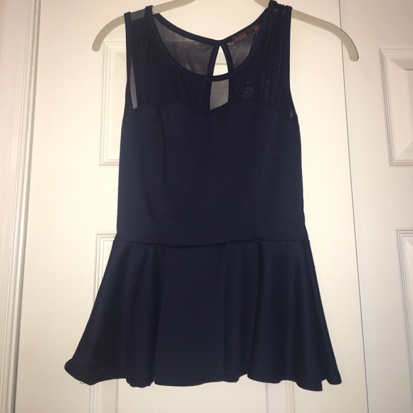 Navy blue peplum top - Picture 2 of 4