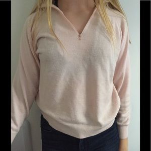 Cashmere baby pink quarter zip