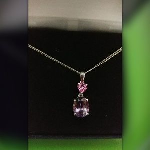 Genuine Amethyst & Pink Sapphire, Solid .925 SS