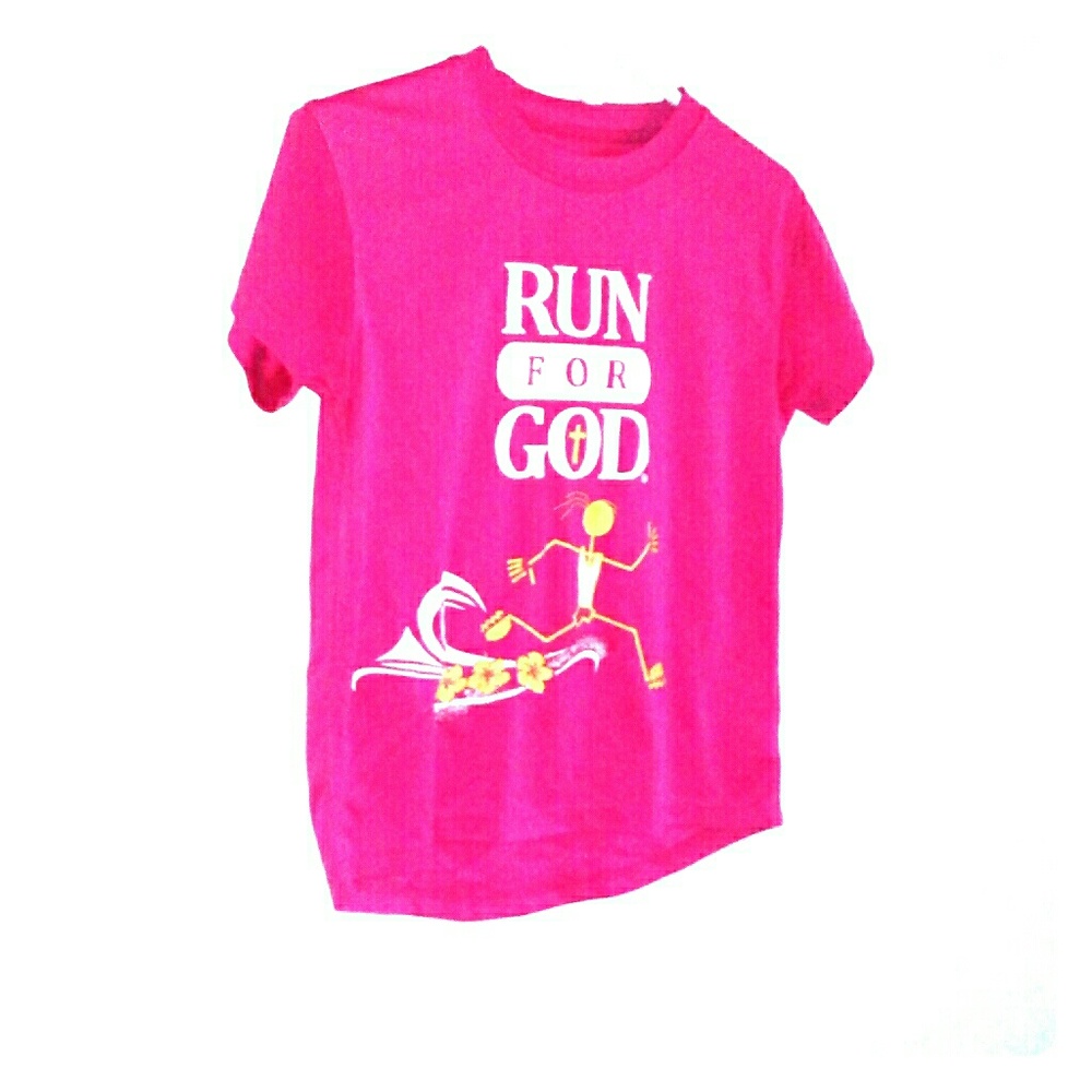 A "Run For God" t-shirt