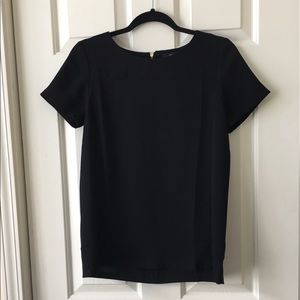 Black Short Sleeve Crepe Top