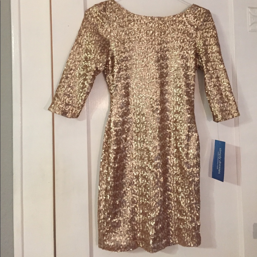 NWT Gold Sequence Dress Size Small