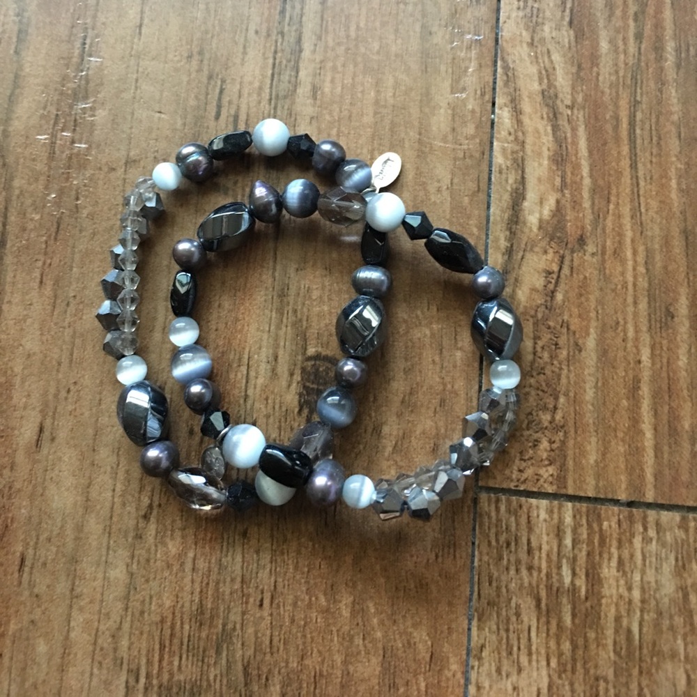 set of two grey & black bracelets