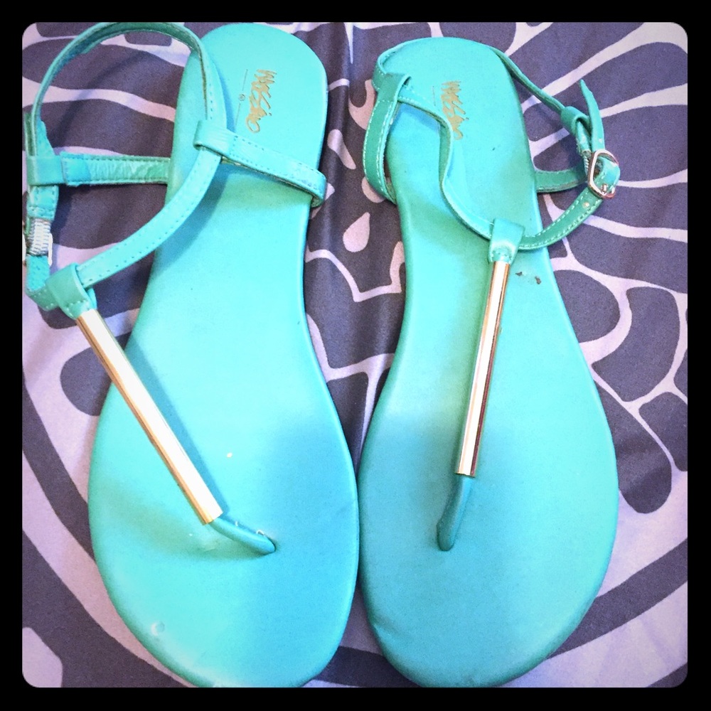 Teal & gold sandals used