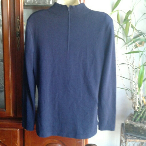 ST JOHN LUXURY NAVY BLUE SANTANA KNIT TUNIC - Picture 2 of 4