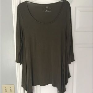 Green asymmetrical half sleeve shirt