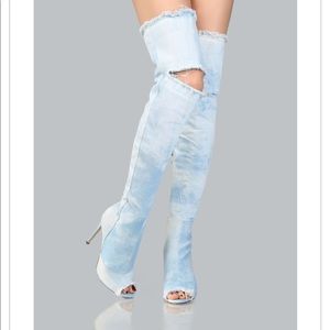Denim Thigh High Boots