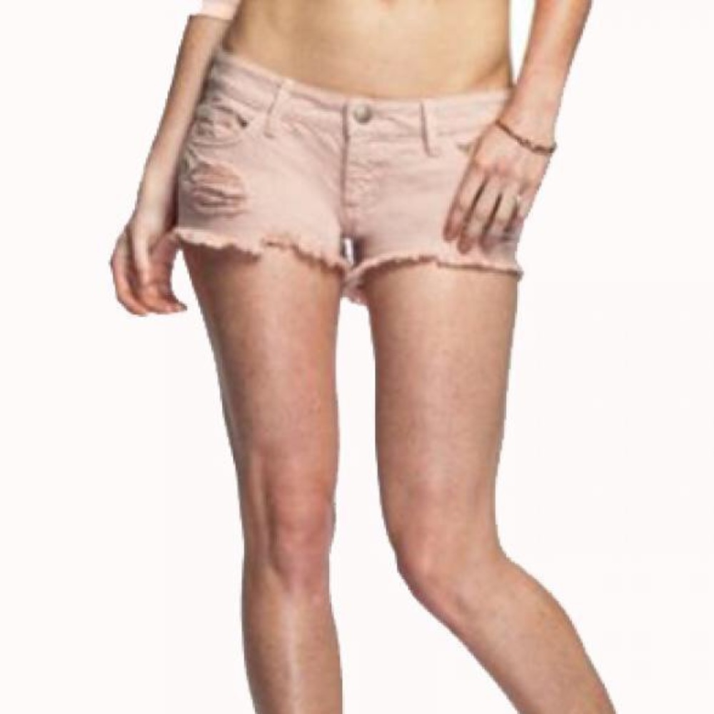 Guess Jean Shorts Distressed 25 Low Rise Pink Wash
