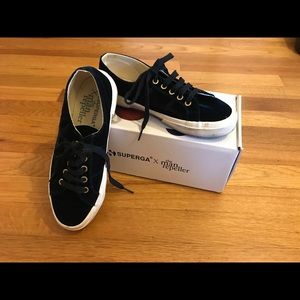 Man Repeller X Superga velvet green sneakers