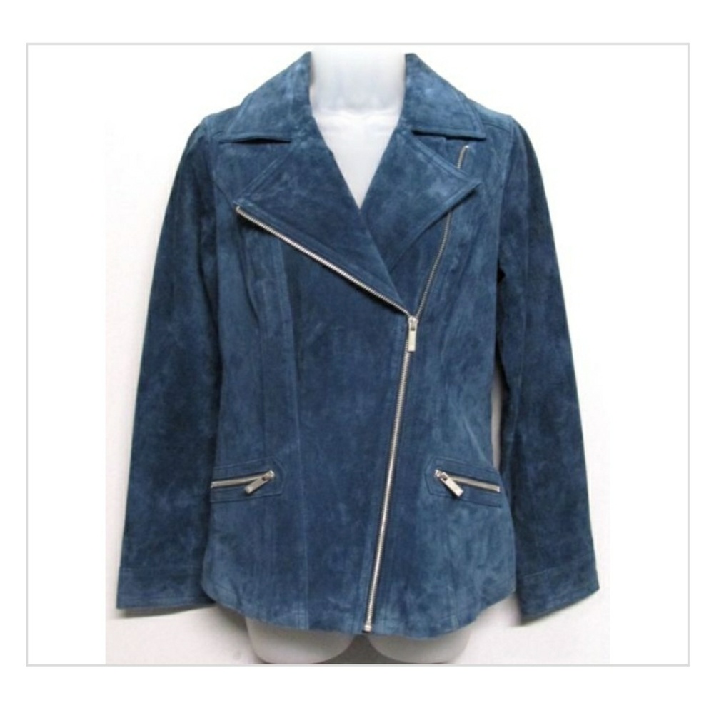 LAST CALL: Dennis Basso teal Suede jacket