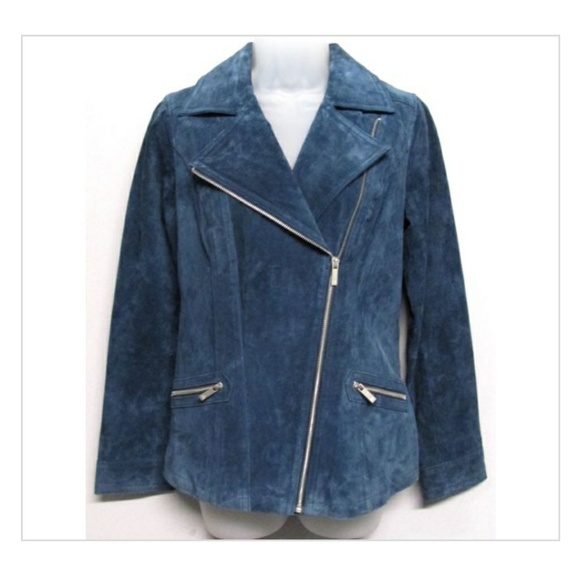 LAST CALL: Dennis Basso teal Suede jacket - Picture 1 of 7