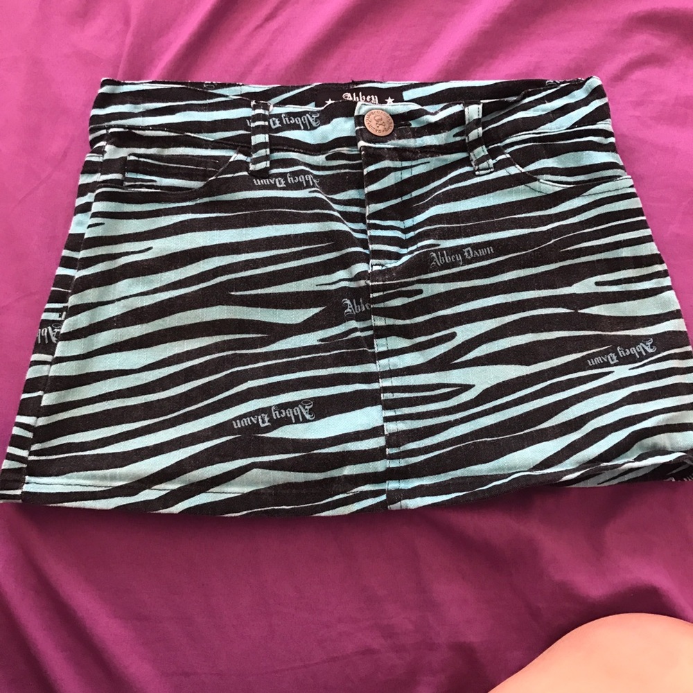 Blue and Black Zebra Print Skirt