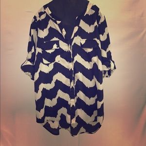 Collective Concepts Black & White Chevron Top