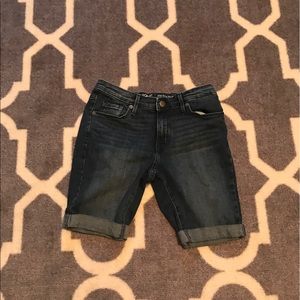 Mid-Rise Bermuda Dark Blue Denim Shorts