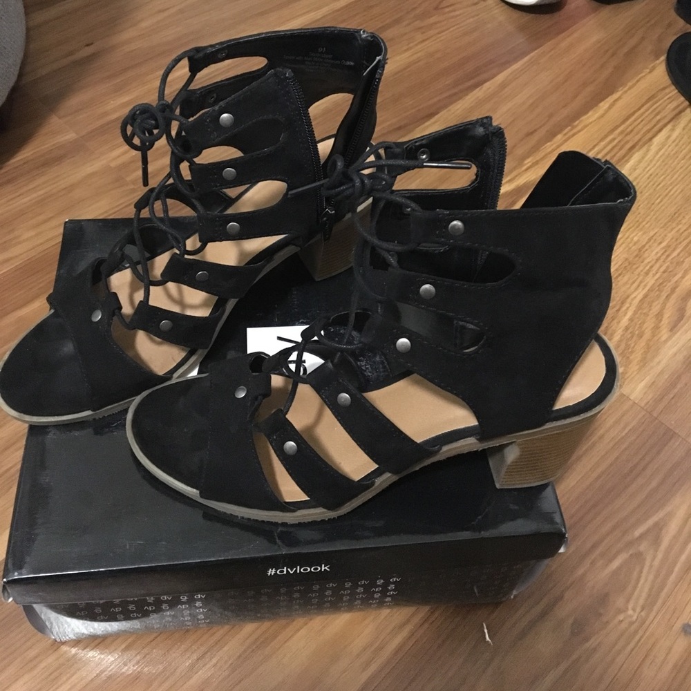 DV by Dolce Vita Black 'Zoey' Gladiator Sandals