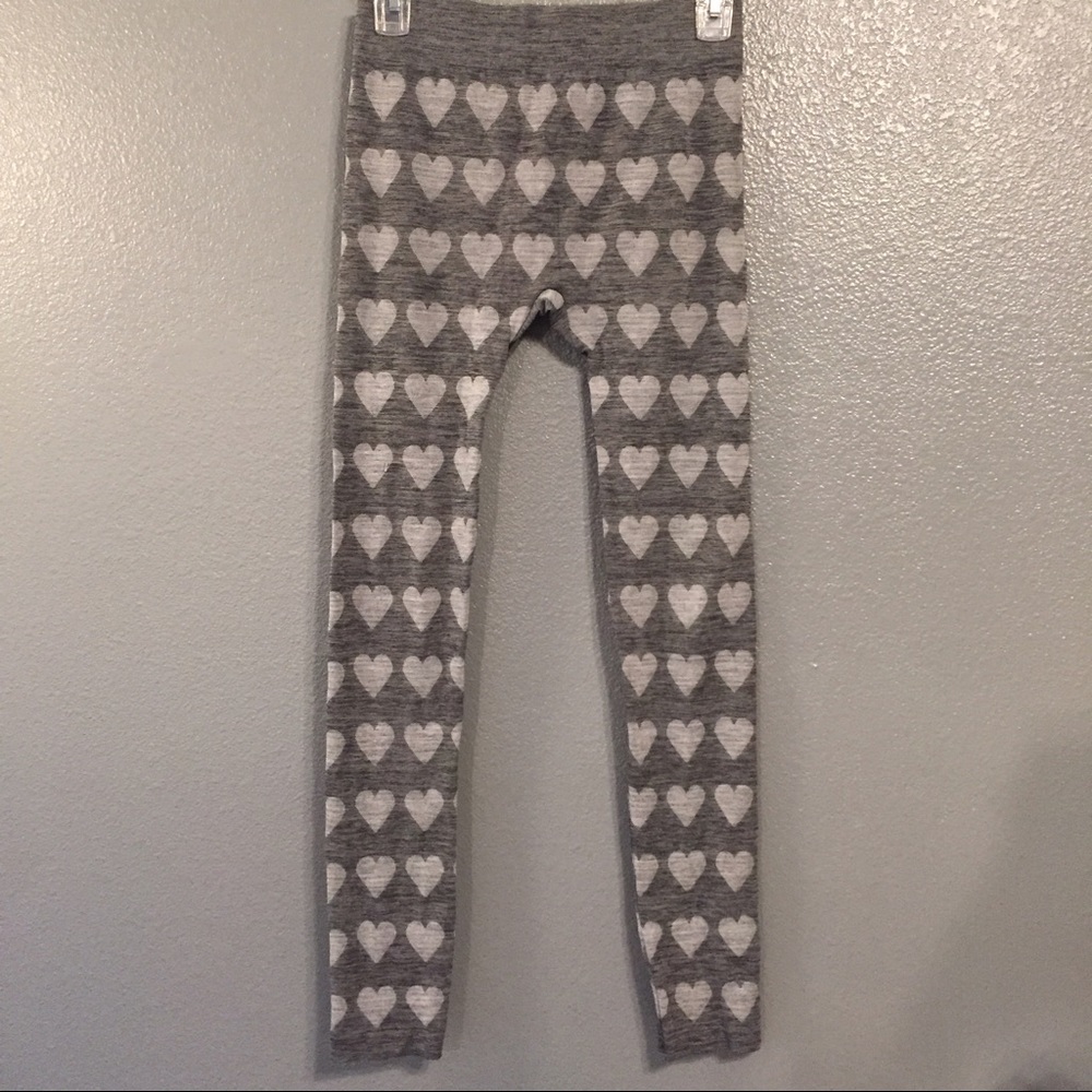 Gray Heart Patterned Leggings