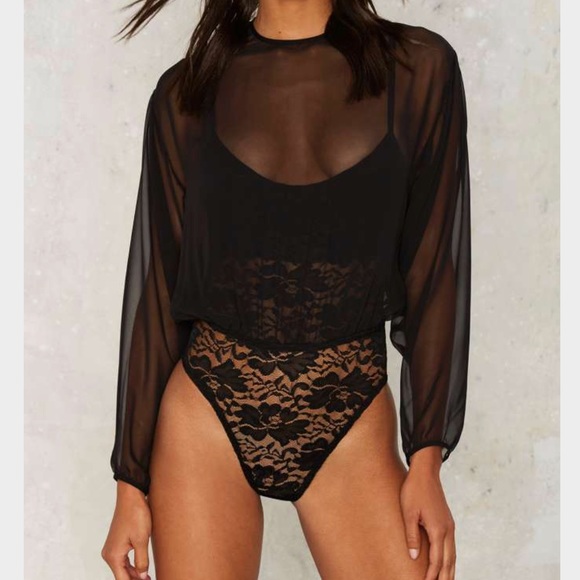 Hot as Hell Mama Jen Chiffon Bodysuit - Black - Picture 3 of 3