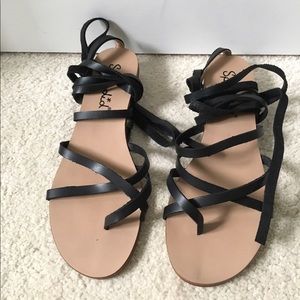 Splendid Carly Black Lace Up Sandals