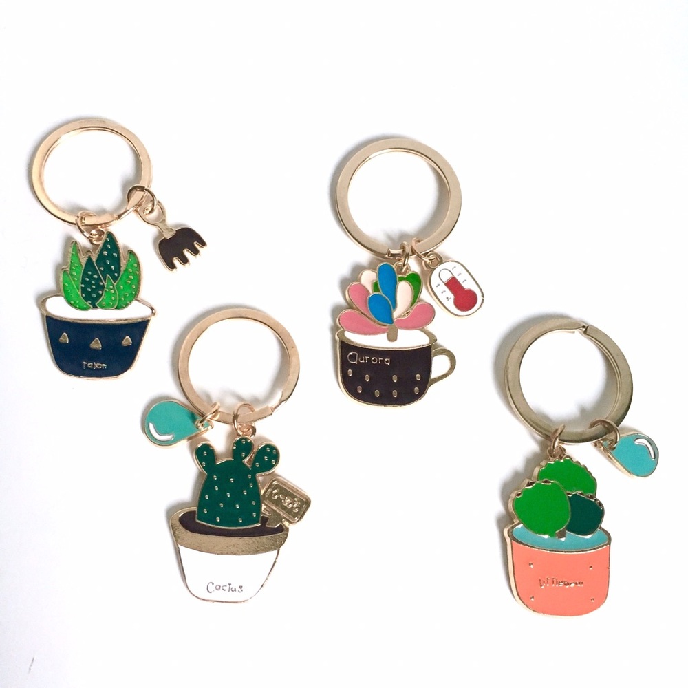 Enamel Succulent Key Chains