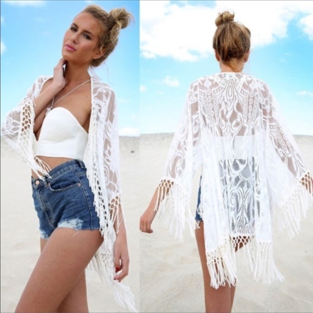 Summer lace cardigan open poncho