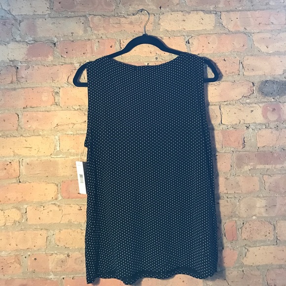 Pursuits, ltd. Black & White Polka Dot Tank,Size L - Picture 2 of 3