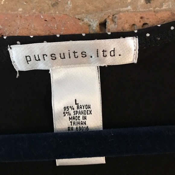 Pursuits, ltd. Black & White Polka Dot Tank,Size L - Picture 3 of 3