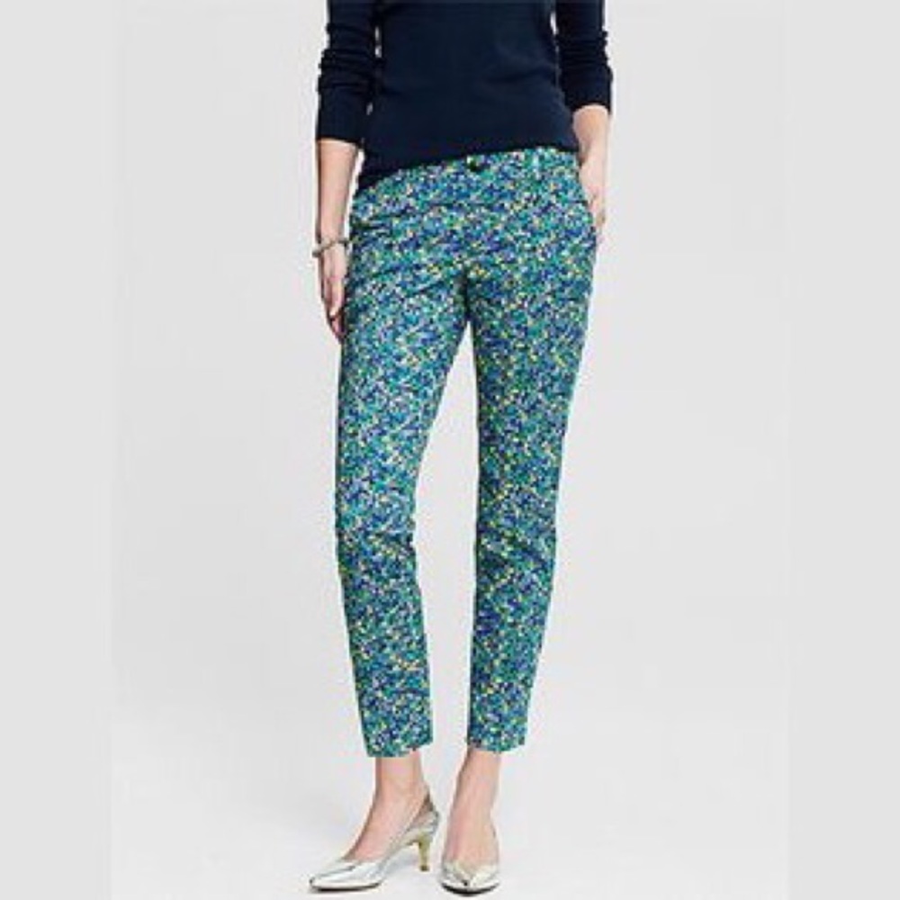 Banana Republic Cropped Floral Print Hampton Pants