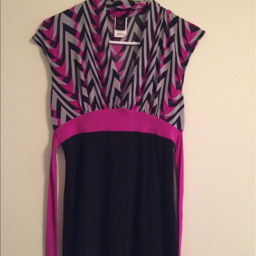  Wrapper Dress Shirt - Black & Pink - Medium