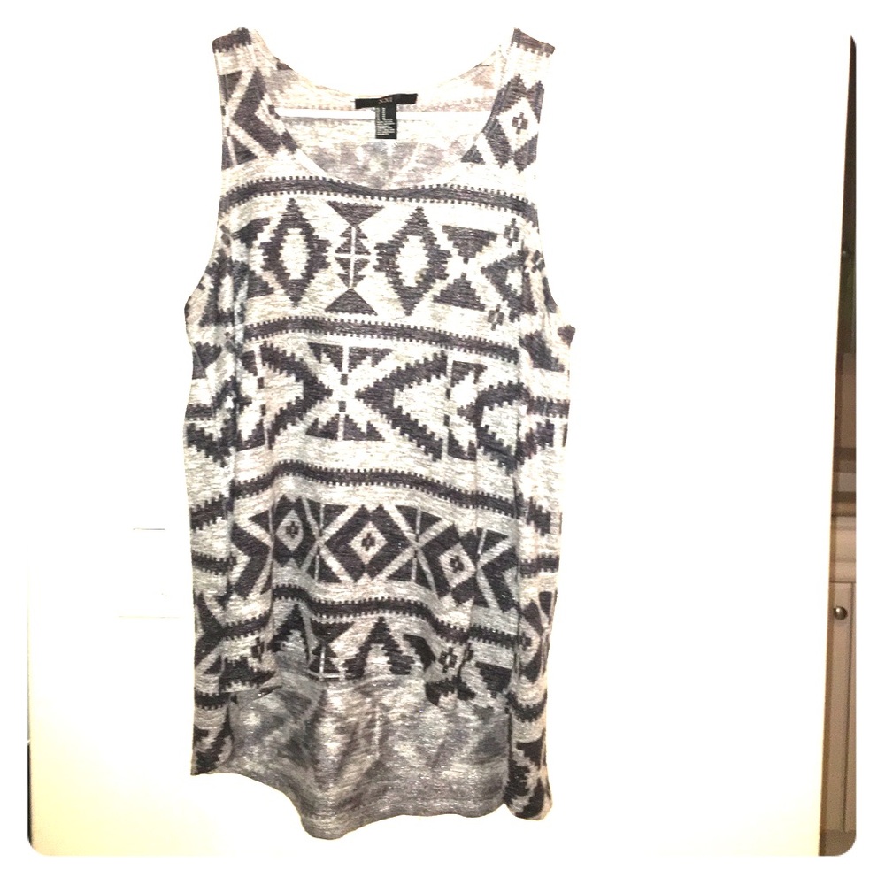 Forever 21 grey and black Aztec tank
