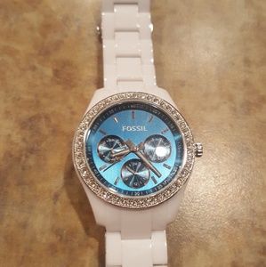 Fossil White Chronograph Watch