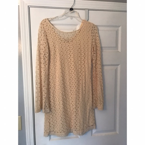 Dresses Cream Lace Dress With Wide Sleeves Poshmark