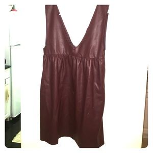 Zara merlot colored faux leather jumper dress