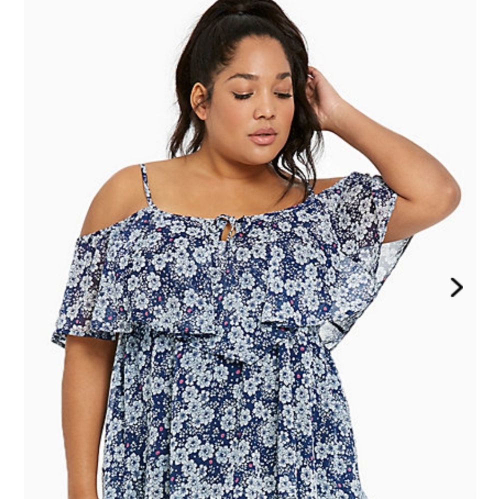 Ruffled Cold Shoulder Top